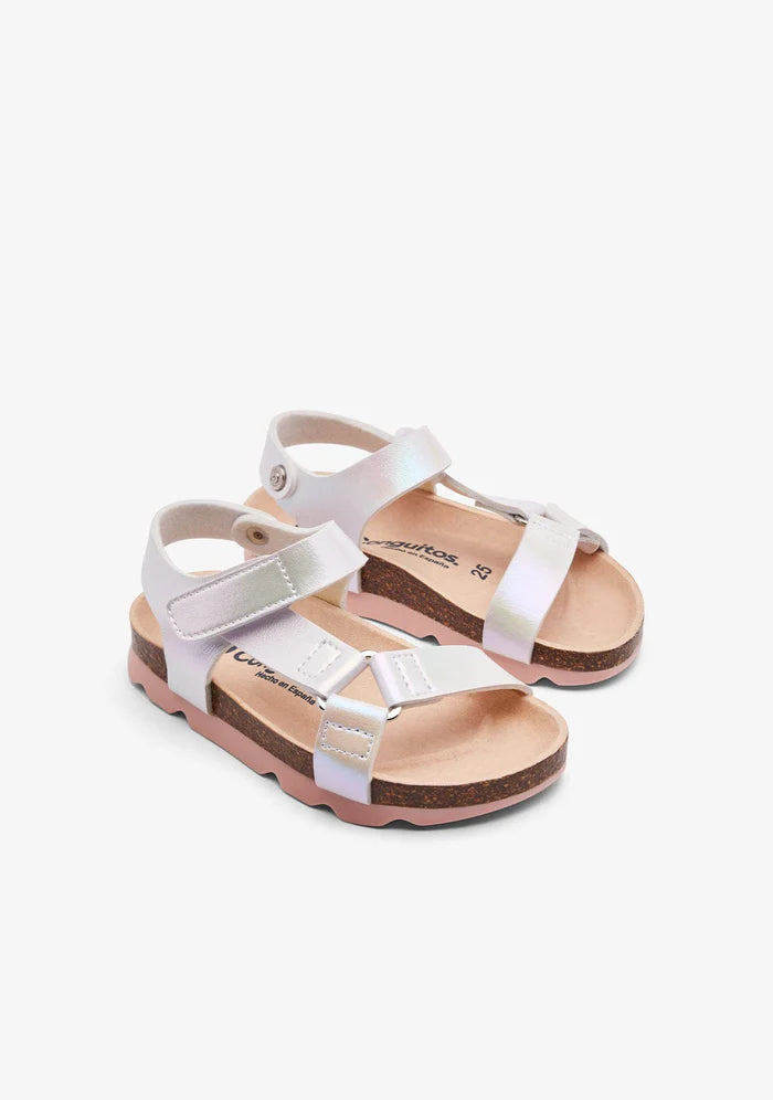 White irridescent straps sandals