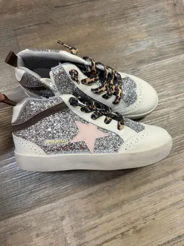 Silver glitter star high top