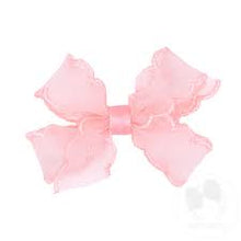 Load image into Gallery viewer, Organza hair bow with scalloped stitch edge
