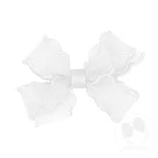 Organza hair bow with scalloped stitch edge