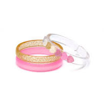 Pink pearl glitter hearts bangles set