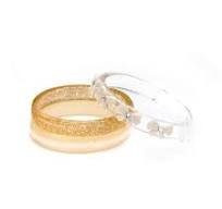 Bows white glitter gold bangle set
