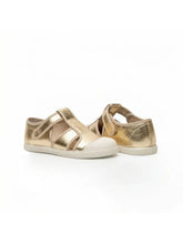 Load image into Gallery viewer, Gold metallic closed toe sandal with rubber toe
