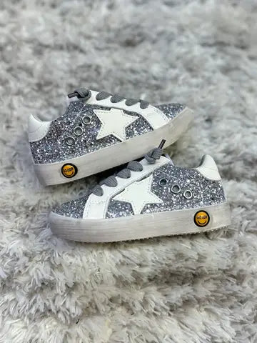 Silver glitter star slip on sneaker