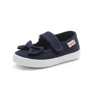 Navy canvas mary jane with bow