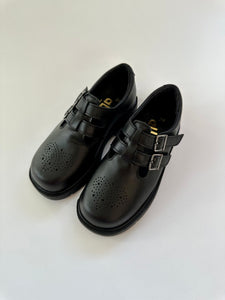 Black double straps with velcro school shoe  chunky sole(3)