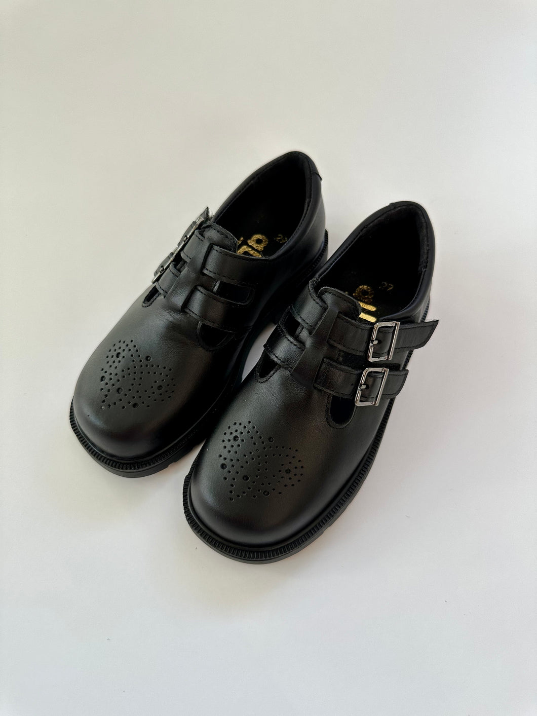 Black double straps with velcro school shoe  chunky sole(3)