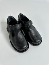 Load image into Gallery viewer, Black t-strap velcro school shoe with chunky sole (6)
