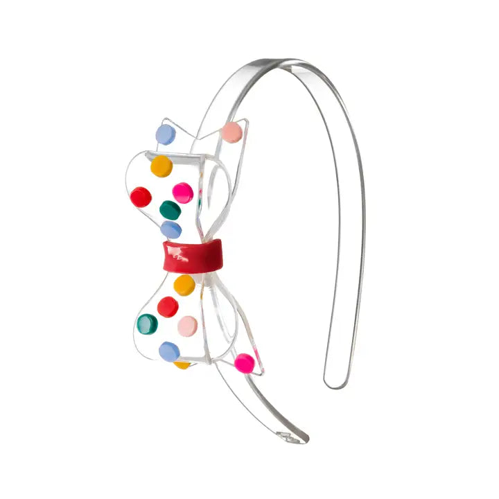 Rainbow dots fat bow headband