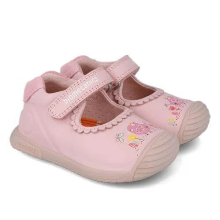 Light pink mary jane prewalker with scallop details
