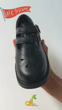 Load and play video in Gallery viewer, Black double straps with velcro school shoe chunky sole (4)
