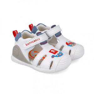 White leather pirate prewalker sandals