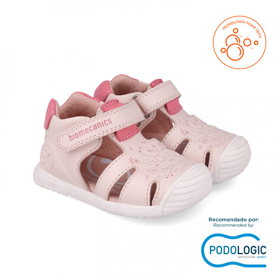 Baby pink leather prewalker sandals