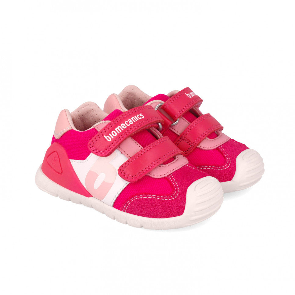 Fuschia double velcro sneaker prewalker
