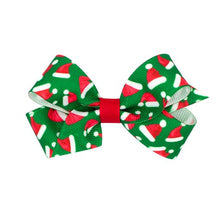 Load image into Gallery viewer, Santa Hat Christmas print grosgrain bow
