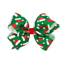 Load image into Gallery viewer, Santa Hat Christmas print grosgrain bow
