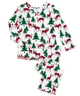Plaid deer ruffle top and pant pj