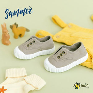 Beige canvas slip on