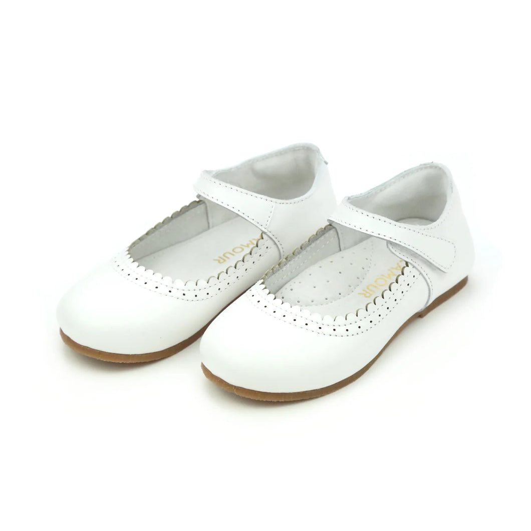 White scalloped mary jane