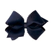 Load image into Gallery viewer, Scalloped Edge Faux Velvet Overlay bow
