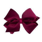 Load image into Gallery viewer, Scalloped Edge Faux Velvet Overlay bow
