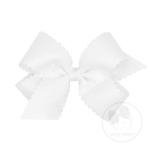 White Scalloped edge grosgrain bow