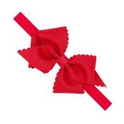 Load image into Gallery viewer, Small scalloped edge grosgrain bow on band
