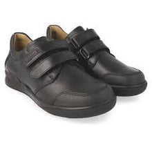 Load image into Gallery viewer, Boys double velcro black leather shoe (161126-A)
