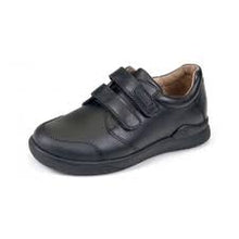 Load image into Gallery viewer, Boys double velcro black leather shoe (161126-A)
