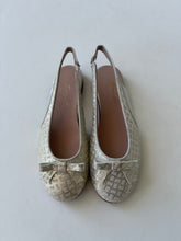 Load image into Gallery viewer, Gold printed leather sling back with front bow

