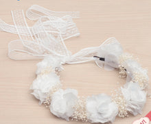 Load image into Gallery viewer, White flowers and baby breath special occasion crown
