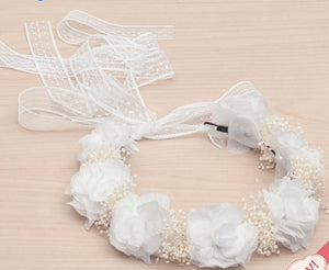 White flowers and baby breath special occasion crown