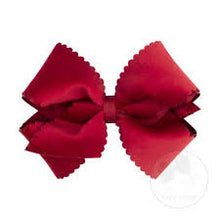 Load image into Gallery viewer, Scalloped Edge Faux Velvet Overlay bow
