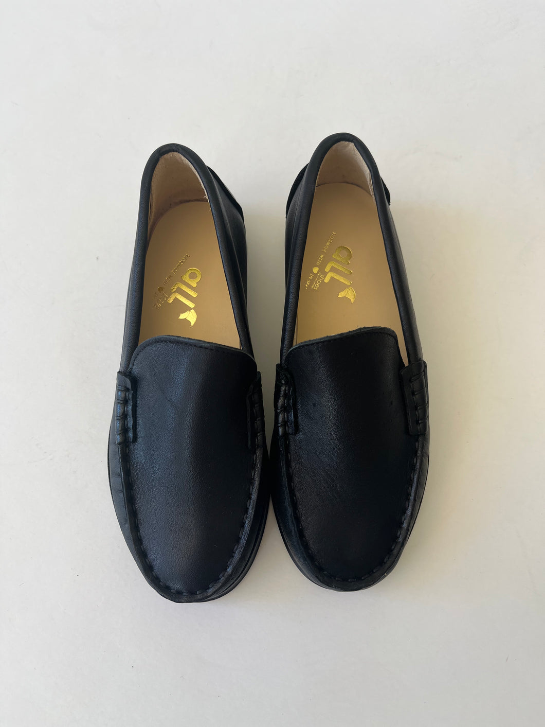 Black leather loafer
