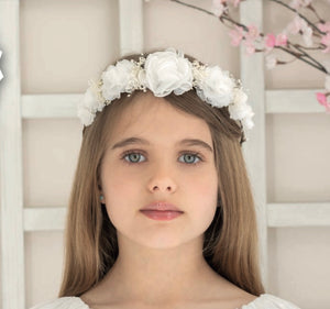 White flowers and baby breath special occasion crown