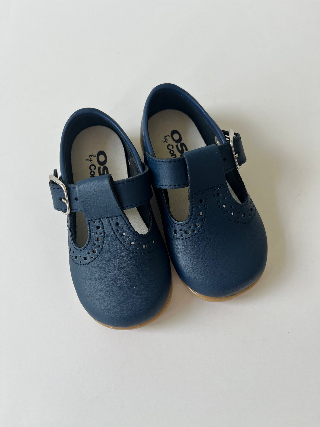 Navy tstrap leather shoe