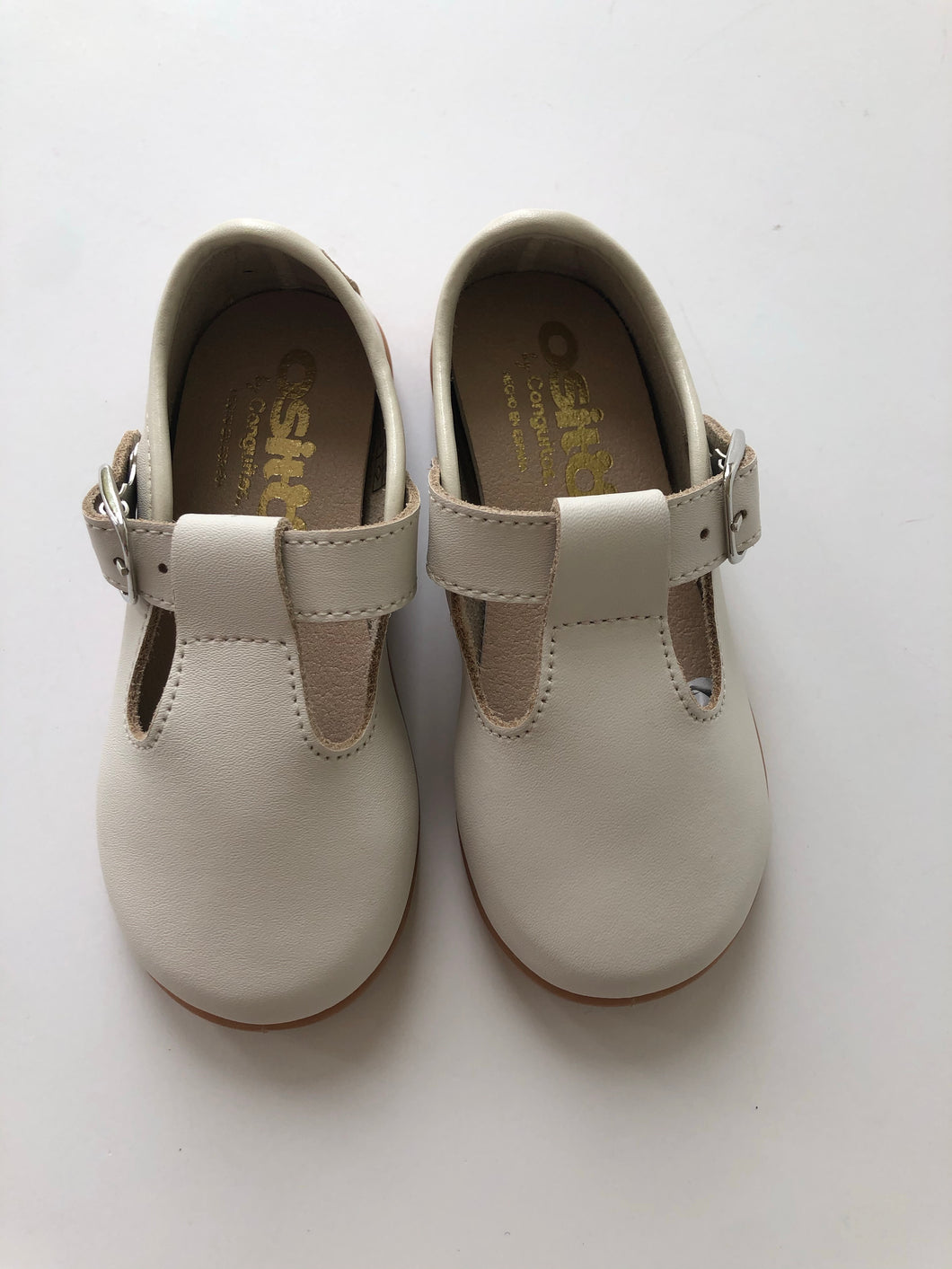 Plain beige tstrap shoe