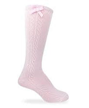 Load image into Gallery viewer, Knee high pointelle sock with bow(1 pair)
