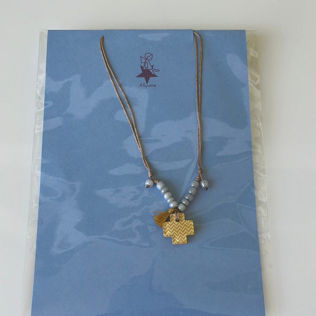 Acrylic cross with beads necklace