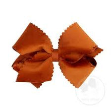 Load image into Gallery viewer, Scalloped Edge Faux Velvet Overlay bow
