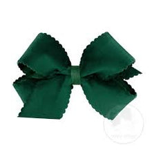 Load image into Gallery viewer, Scalloped Edge Faux Velvet Overlay bow
