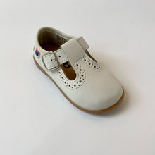 Load image into Gallery viewer, Beige tstrap leather shoe with dots details
