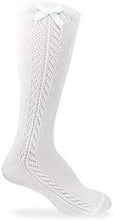 Load image into Gallery viewer, Knee high pointelle sock with bow(1 pair)
