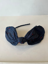 Load image into Gallery viewer, Denim bow headband with crystals
