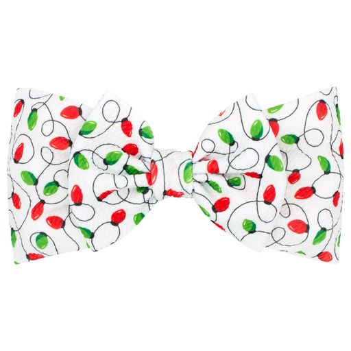Soft printed Holiday Rippled-Textured Wide Headband with Large Matching BowTie